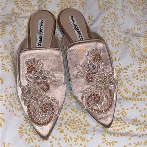 Karl Lagerfeld Paris slide on loafers.